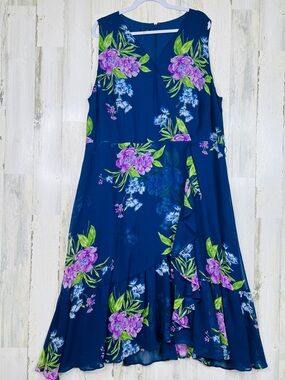 Talbots Plus Size 20W Floral Dress Flowy Cottagecore Spring Feminine Sundress